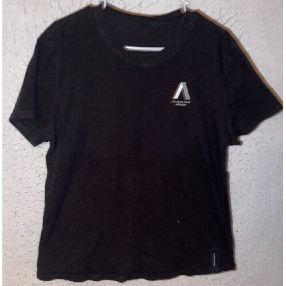 Athleta Allyson Felix Womens L Legend T-Shirt Break Barriers Black Motivational